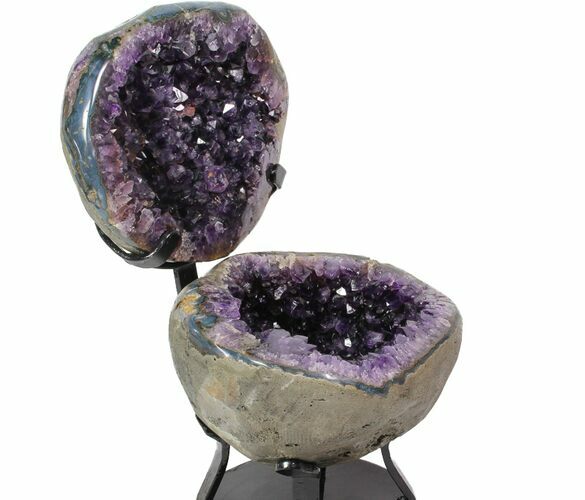 Amethyst Jewelry Box Geode On Metal Stand - Uruguay #116281